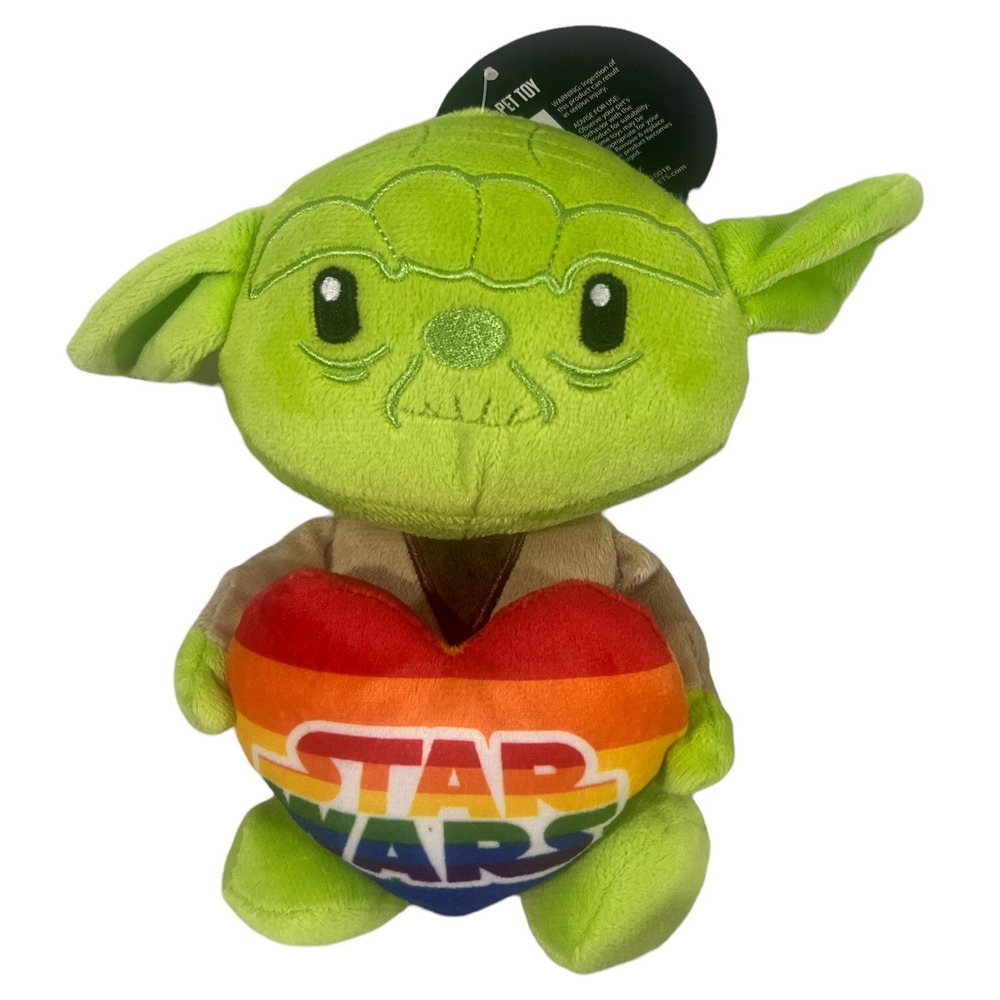 Star Wars Pride 9'' Yoda pride Heart Squeaky Dog Toy